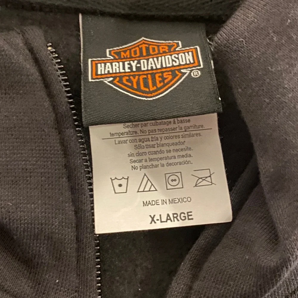 Harley Davidson Men Black Orange Track Jacket Full Zip Embroidered Logo‎ Size XL
